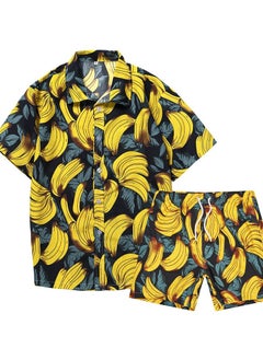 Loquat Men's Casual Beach Suit Seaside Holiday Wind Sports Loose Short Sleeve Shirt Beach Shorts Printed Short Sleeve Shirt Suit  - Image 2