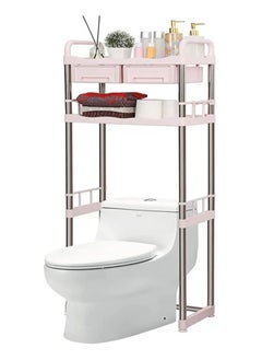 AGD Multifunctional Toilet Storage Shelf with 2 Drawers Pink  - Image 1