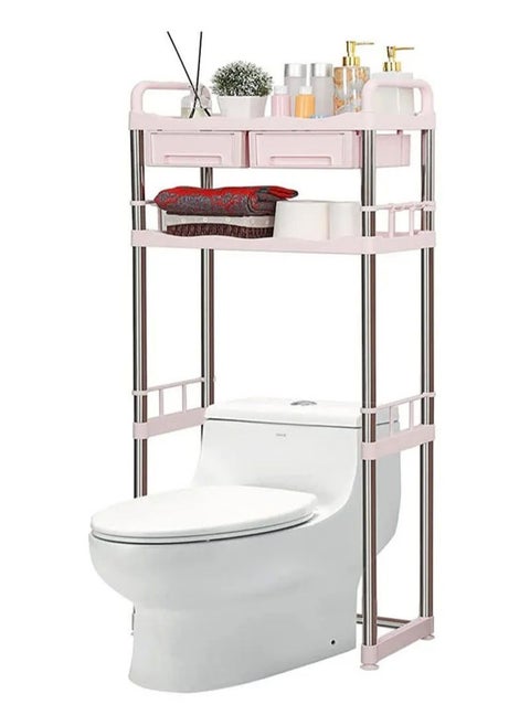 Multifunctional Toilet Storage Shelf with 2 Drawers Pink