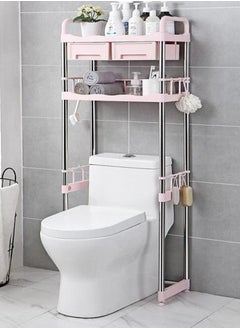 AGD Multifunctional Toilet Storage Shelf with 2 Drawers Pink  - Image 2