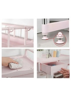 AGD Multifunctional Toilet Storage Shelf with 2 Drawers Pink  - Image 3