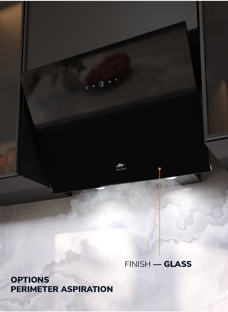 MILLEN 60cm Angled Range Hood Black Glass  - Image 5
