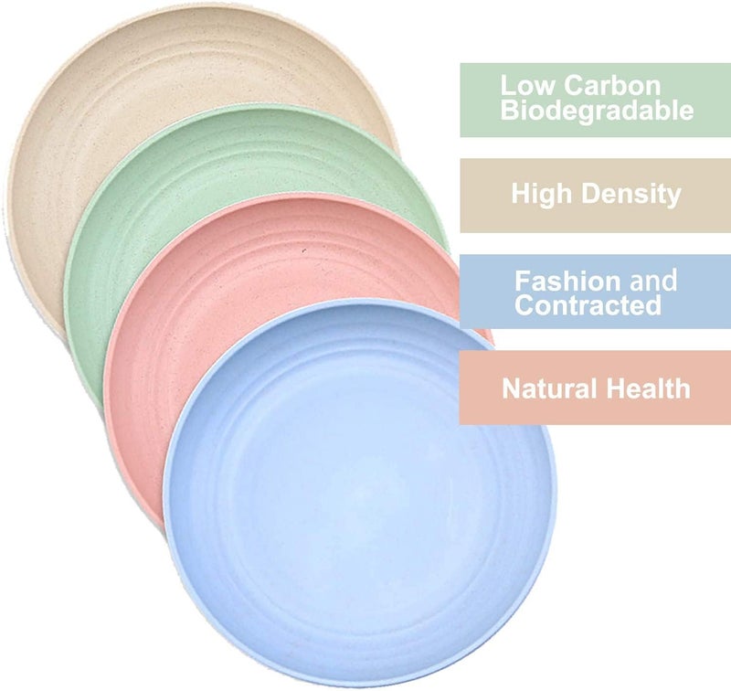 Turbid 8 Inch (8PCS) Deep Dinner Plates Alternative for Plates Microwave and Dishwasher Safe Wheat Straw Plates for Kitchen Unbreakable Kids & Adults with 4 Colors (8, 8 Inch Small) - Image 3