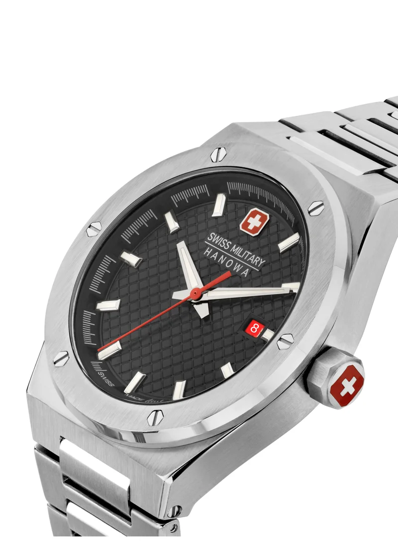 سويس ميليتري هانوا Men's Swiss Military Sidewinder Watch For Men With Silver Bracelet 43mm 10ATM - SMWGH2101604