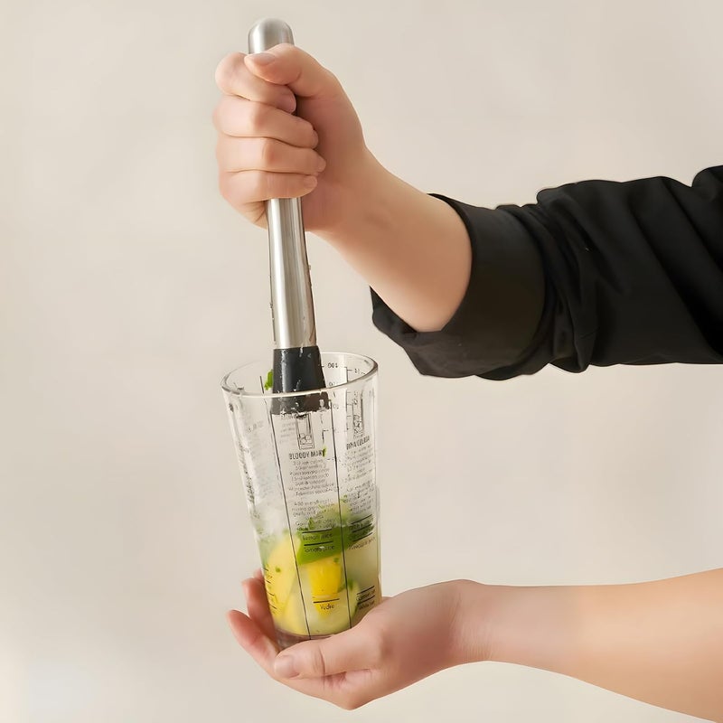 eispap 2Pcs 8 Inch Stainless Steel Cocktail Muddler and Mixing Spoon Home Bar Tool Set - Create Delicious Mojitos Old Fashioned/Mint Julep/Other Fruit Based Drinks (Silver) - Image 5