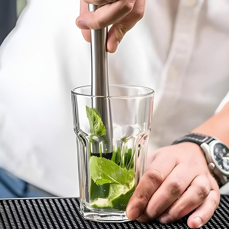 eispap 2Pcs 8 Inch Stainless Steel Cocktail Muddler and Mixing Spoon Home Bar Tool Set - Create Delicious Mojitos Old Fashioned/Mint Julep/Other Fruit Based Drinks (Silver) - Image 4