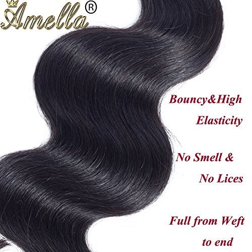 Amella Hair Brazilian Body Wave One Bundle 20inch 100% Unprocessed Brazilian Virgin Natural Black 8A Body Wave Human Hair Weft - Image 5