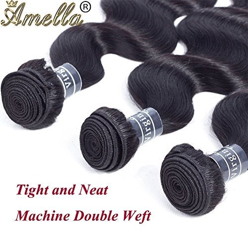 Amella Hair Brazilian Body Wave One Bundle 20inch 100% Unprocessed Brazilian Virgin Natural Black 8A Body Wave Human Hair Weft - Image 4