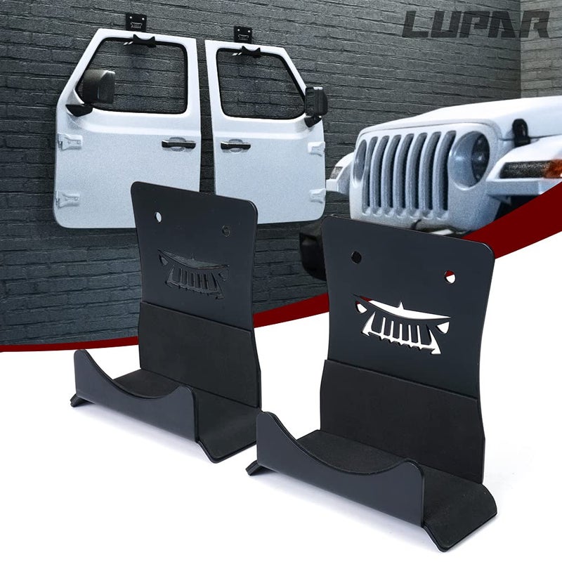 Lupar Storage Door Hangers Compatible with 19562024 Jeep Wrangler WallMounted Removable Door Storage Holder with Rubber Lining 2PACK