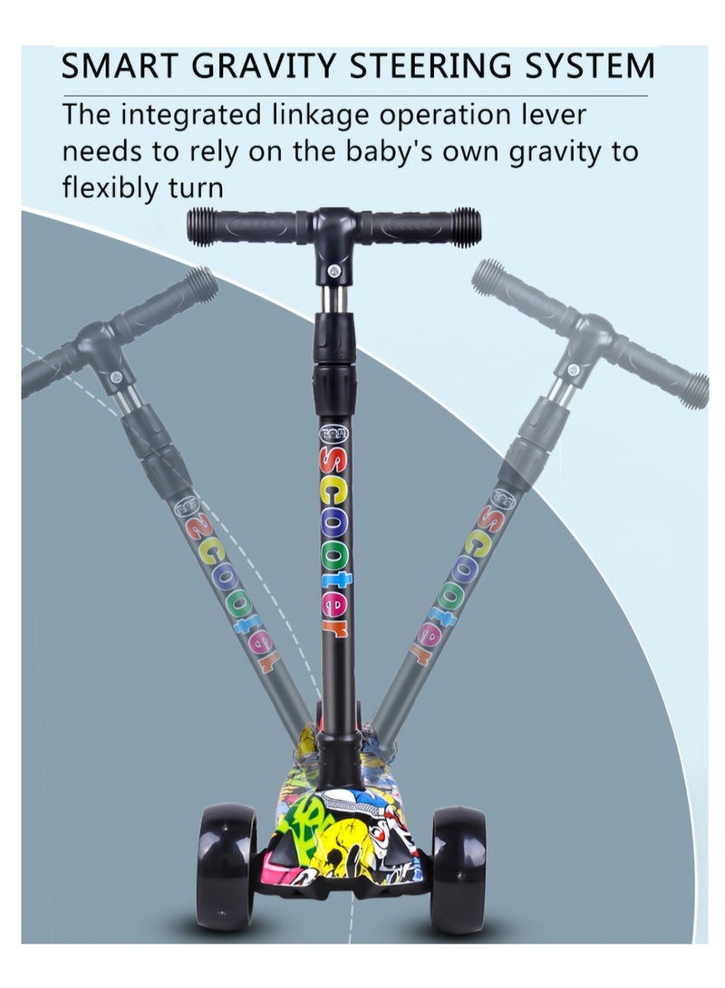 Kids scooter, 3 Wheel Scooter with Flash Wheels and Adjustable Height, Children Kick Scooter for 2-12 Year Kids (Colorful）  - Image 3