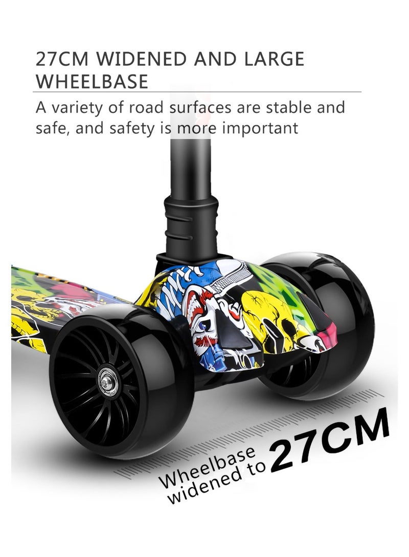 Kids scooter, 3 Wheel Scooter with Flash Wheels and Adjustable Height, Children Kick Scooter for 2-12 Year Kids (Colorful）  - Image 4