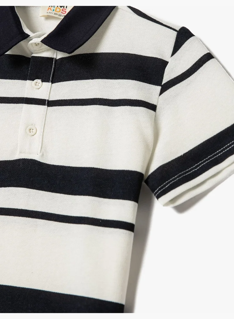 KOTON Polo Neck T-Shirt Short Sleeve Cotton