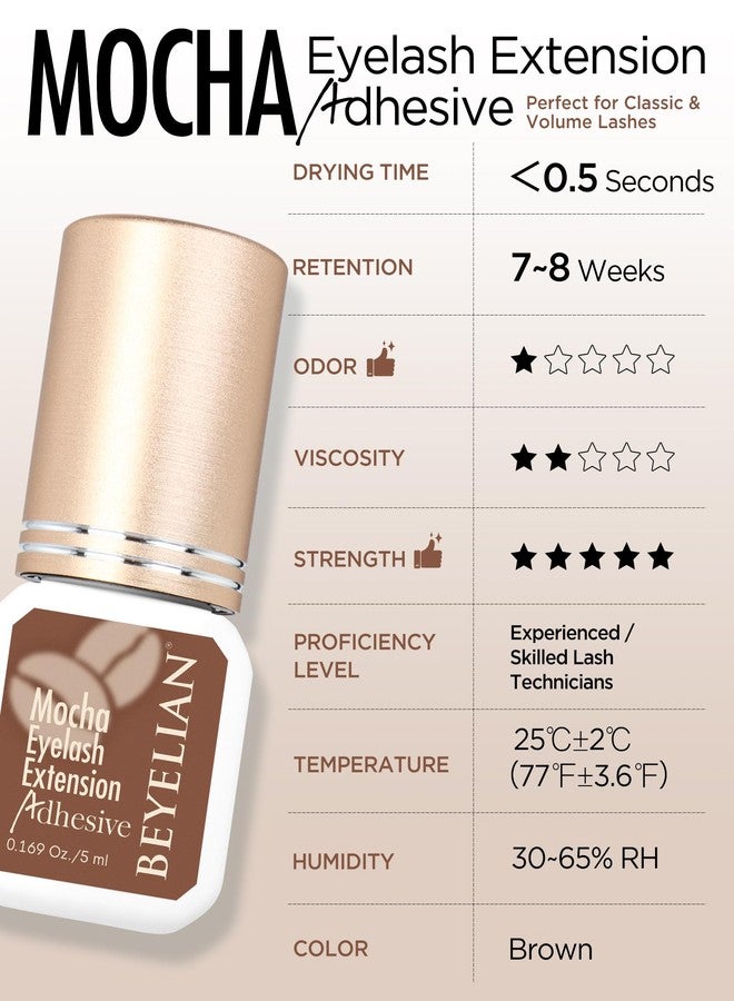 BEYELIAN Brown Eyelash Extension Glue 0.17fl.oz/5ml / 0.5 Sec Drying Time/Retention – 7-8 Weeks/Brown Adhesive/Professional Hypoallergenic Formaldehyde-Free Lash Extension Glue Supplies - Image 4