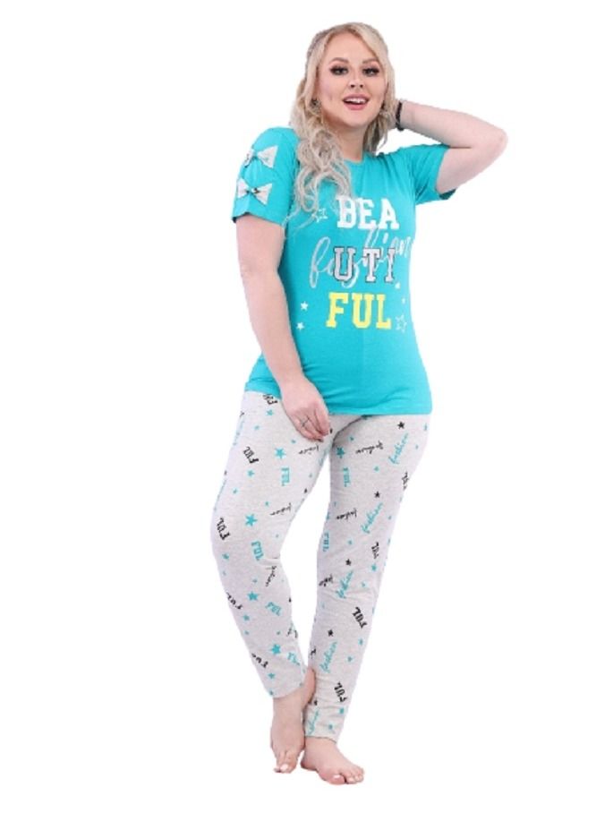 lecoo Women's summer cotton thong pajamas - half sleeves - high quality materials and a wide and elegant cut  - Image 1