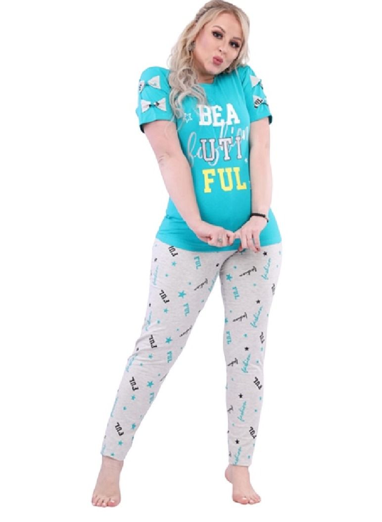 lecoo Women's summer cotton thong pajamas - half sleeves - high quality materials and a wide and elegant cut  - Image 4