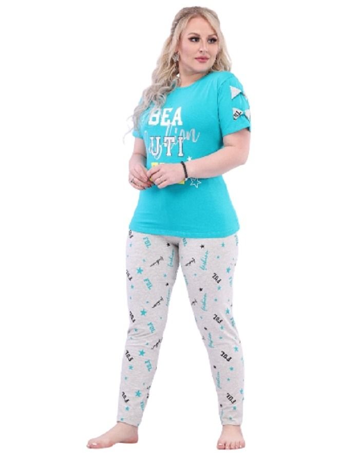 lecoo Women's summer cotton thong pajamas - half sleeves - high quality materials and a wide and elegant cut  - Image 5