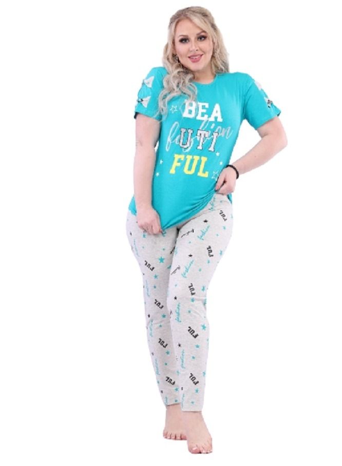 lecoo Women's summer cotton thong pajamas - half sleeves - high quality materials and a wide and elegant cut  - Image 3