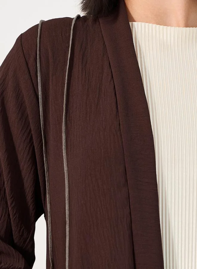 Styli Overlock Seam Detail Crepe Abaya