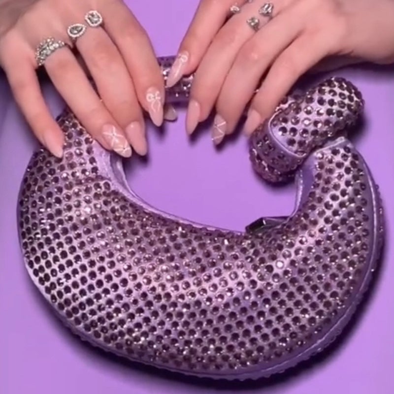 2025 Women'S Explosive Ring Donut Rhinestone Clutch Bag Dinner Bag Rhinestone Bag - Image 3