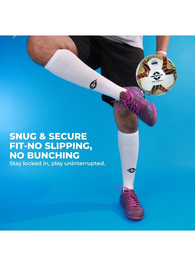 Nivia Classic Football Stockings For Men & Women, Knee Length Stockings, Football Socks, Soccer Socks, Sports Socks (Off White) Size-L - Image 5