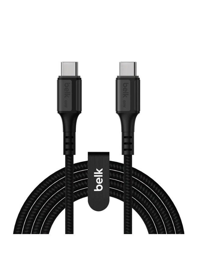 بيلك كيبل شحن من تايب سي الي تايب سي 60 واط بطول 2  متر كابل قماش مجدول مقاوم للقطع - Image 1