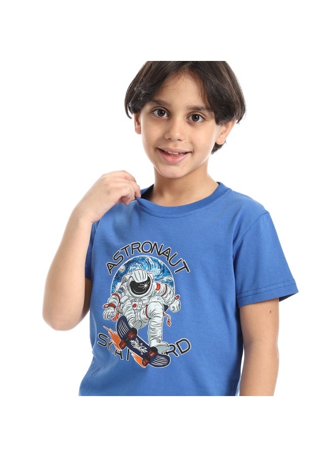 Andora Round Neck Printed Short Sleeve Boy T-shirt_Blue - Image 2