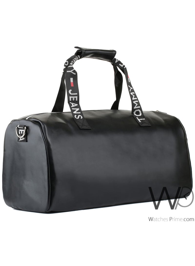 Tommy Hilfiger Sport Tommy Hilfiger Black Leather Gym Duffle Men Bag  - Image 5