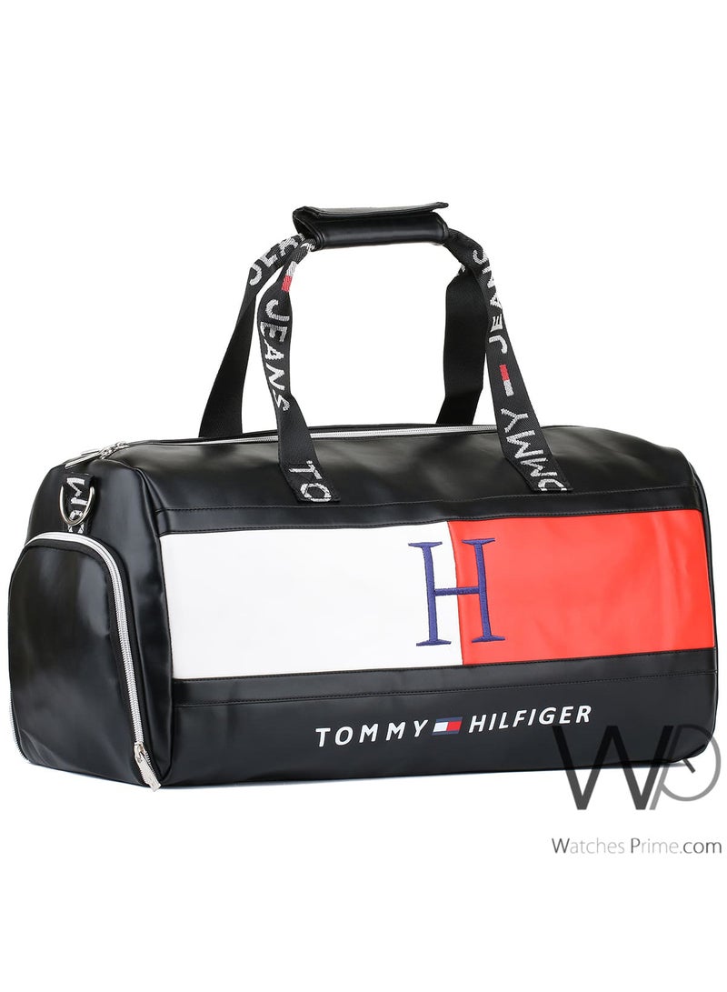 Tommy Hilfiger Sport Tommy Hilfiger Black Leather Gym Duffle Men Bag  - Image 2