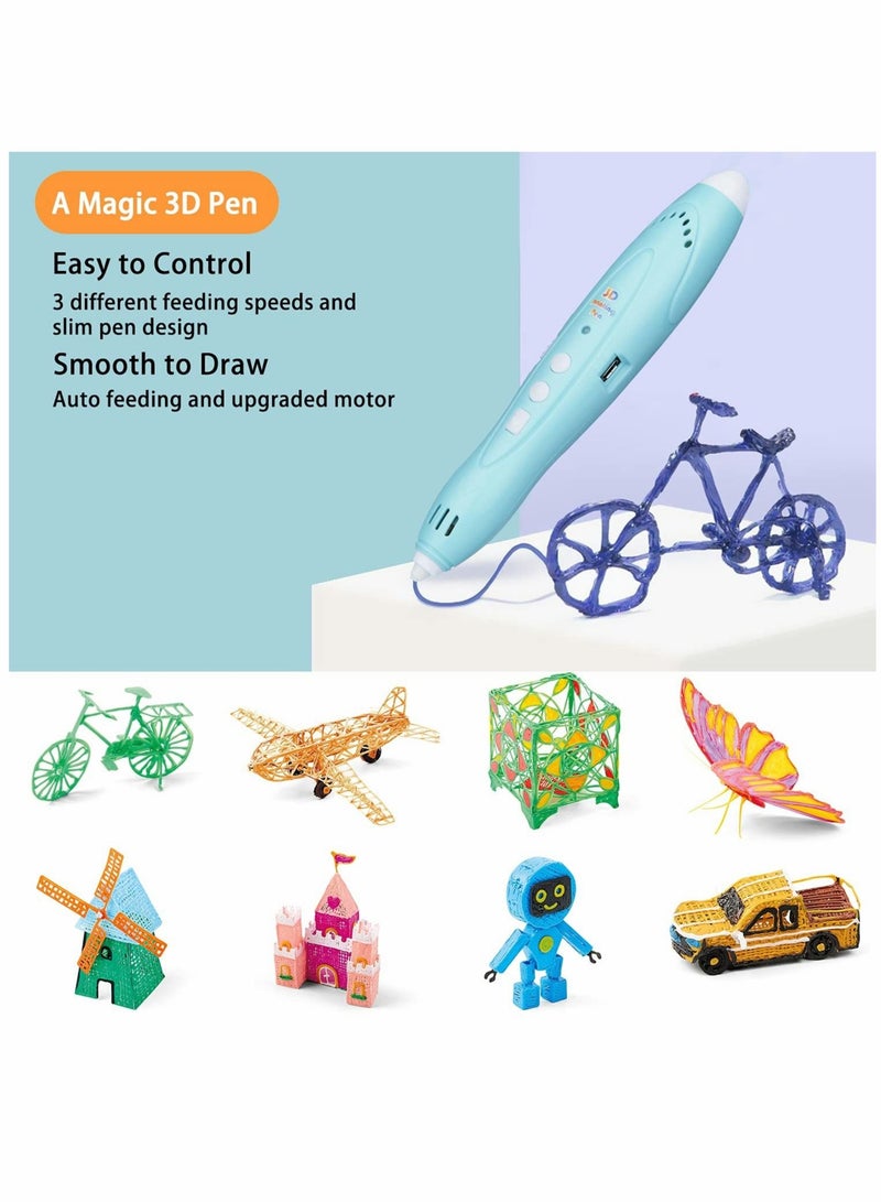 Captaintech 3D Pen for Kids Aged 4+, 3D Printing Pen for 3D Thinking Training, Wireless 3D Pen with 2 Feeding Speeds, Built-in Rechargeable Battery, 1.75cm PCL Filament is Included - Image 3