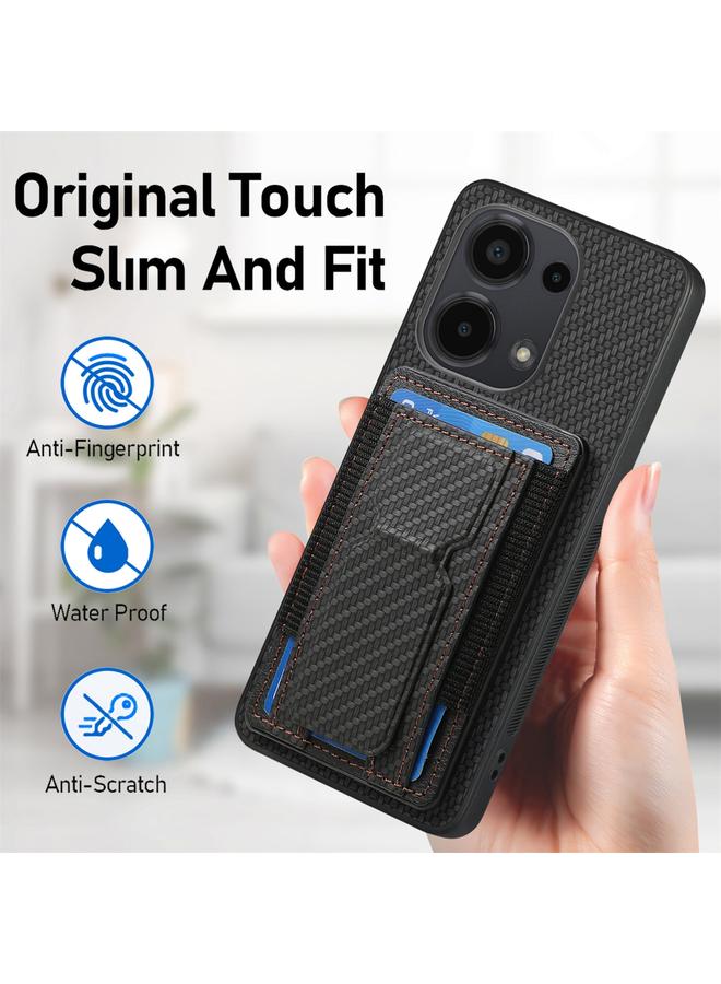 erorex Case For Xiaomi Mi 10T 5G Carbon Fiber Fold Stand Elastic Card Bag Phone Case - Image 5