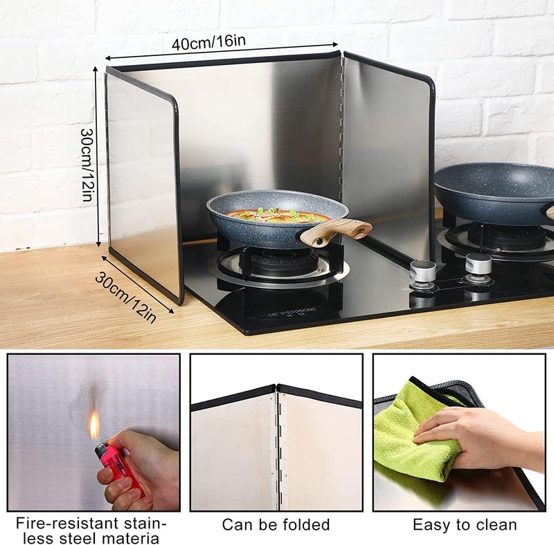 XINBADA Splatter Screen for Frying Pan - Ultimate Kitchen Backsplash Protector and Grease Splatter Guard for Frying Pan, Foldable Stainless Steel Anti Oil Splatter Guard - Image 2