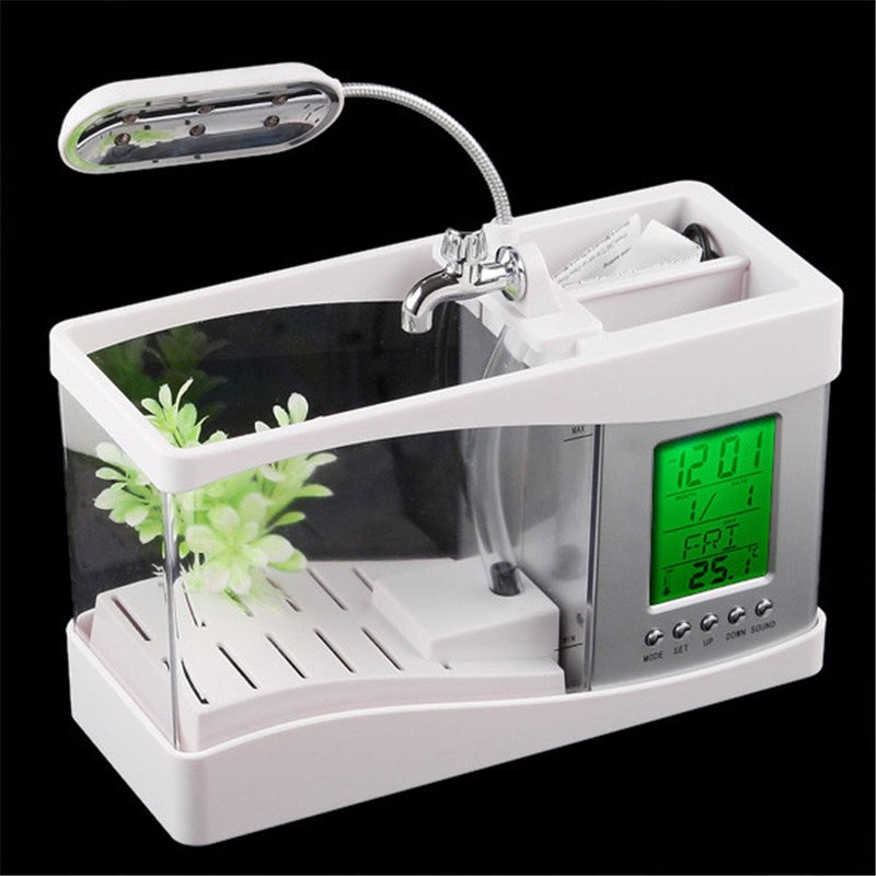 ATCÂ® Mini USB LCD Desktop Lamp Fish Tank Aquarium with LED Clock(White) - Image 3