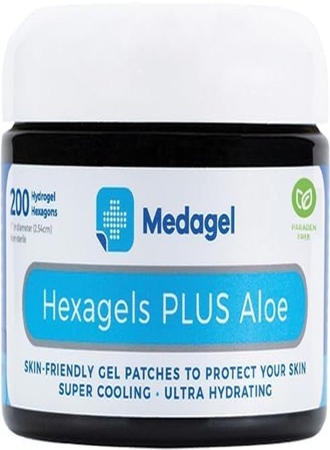 Medagel ضمادات ميداجيل هيكساجلز بلس ألوفيرا - ضمادات هيدروجيل متطورة للشفاء، للوقاية من البثور وتلطيف الحروق - لحماية القدم والكعب وأصابع القدم والكاحل، عبوة من 200 ضمادة، مقاس 1 بوصة، خالية من البارابين - Image 1