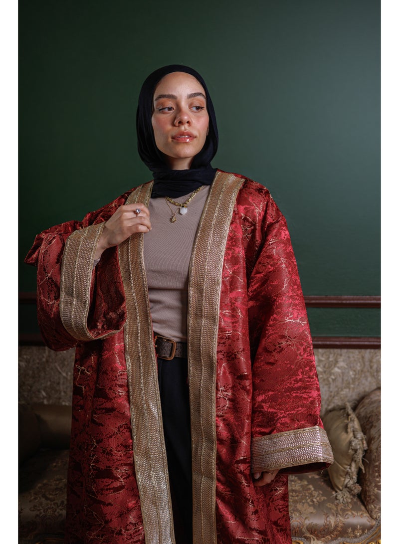 Lavezzi Jacquard Ramadan Kaftan – Metallic Jacquard Texture, Elegant Modest Loose Fit, Long Maxi Kaftan Dress for Ramadan & Eid, Evening & Occasion Wear - Image 2