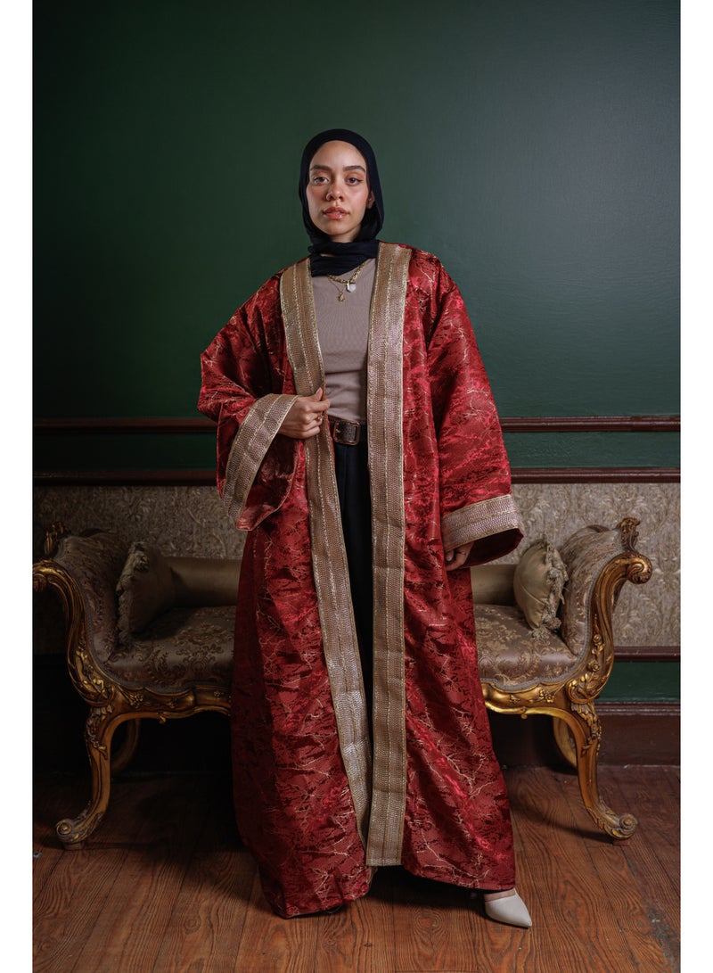 Lavezzi Jacquard Ramadan Kaftan – Metallic Jacquard Texture, Elegant Modest Loose Fit, Long Maxi Kaftan Dress for Ramadan & Eid, Evening & Occasion Wear - Image 1