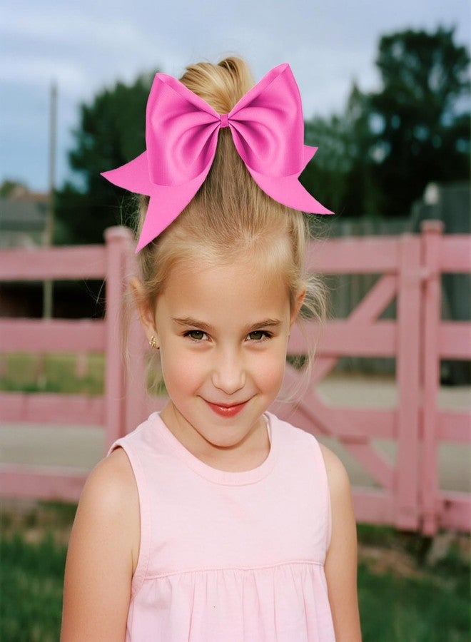 KICOSY 2Pack Hot Pink Jumbo Bow Hair Ties - Big Cheer Bows for Ponytails, Pigtails & Cute Hairstyles, Elastic Hair Bands for Girls - Image 2