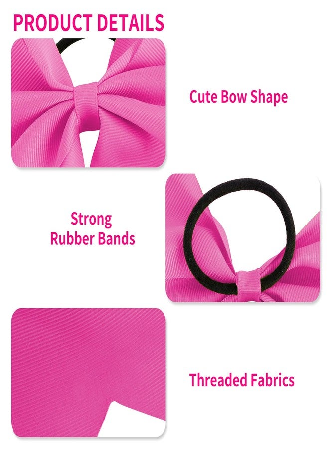 KICOSY 2Pack Hot Pink Jumbo Bow Hair Ties - Big Cheer Bows for Ponytails, Pigtails & Cute Hairstyles, Elastic Hair Bands for Girls - Image 4