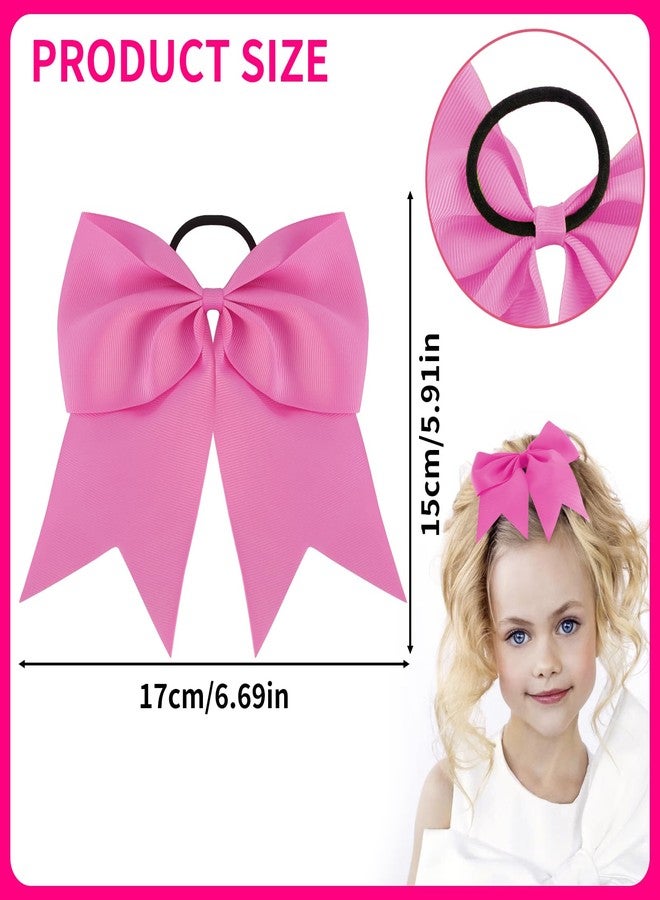 KICOSY 2Pack Hot Pink Jumbo Bow Hair Ties - Big Cheer Bows for Ponytails, Pigtails & Cute Hairstyles, Elastic Hair Bands for Girls - Image 3
