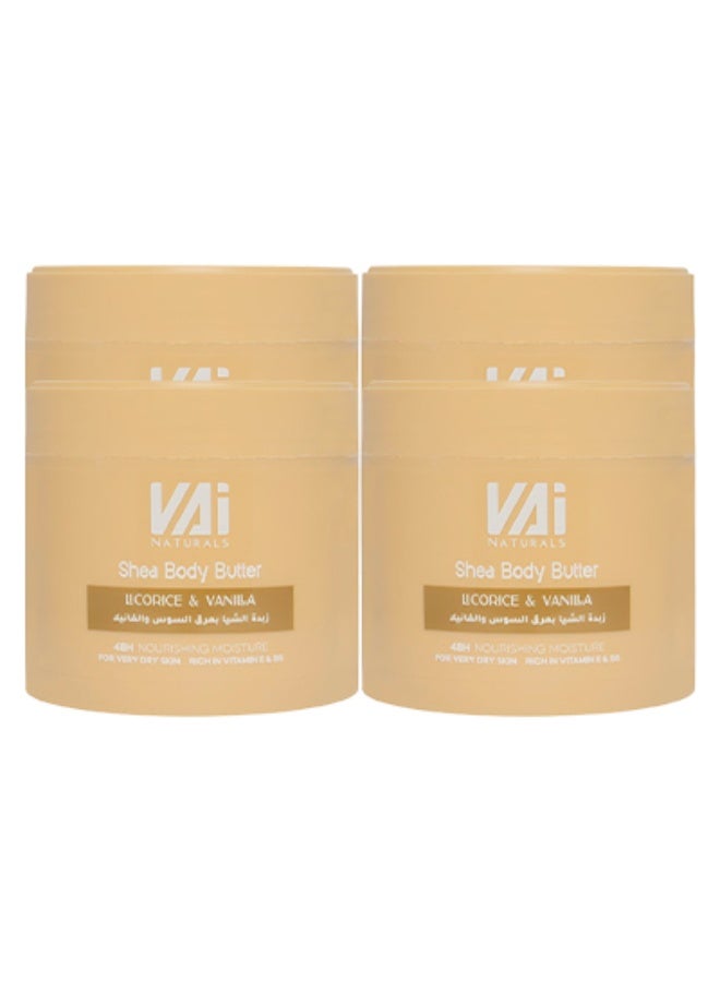 VAI 4 قطع زبدة الشيا للجسم برائحة العرقسوس والفانيليا ترطيب مغذي يدوم 48 ساعة للبشرة شديدة الجفاف غنية بفيتامين هـ - Image 1
