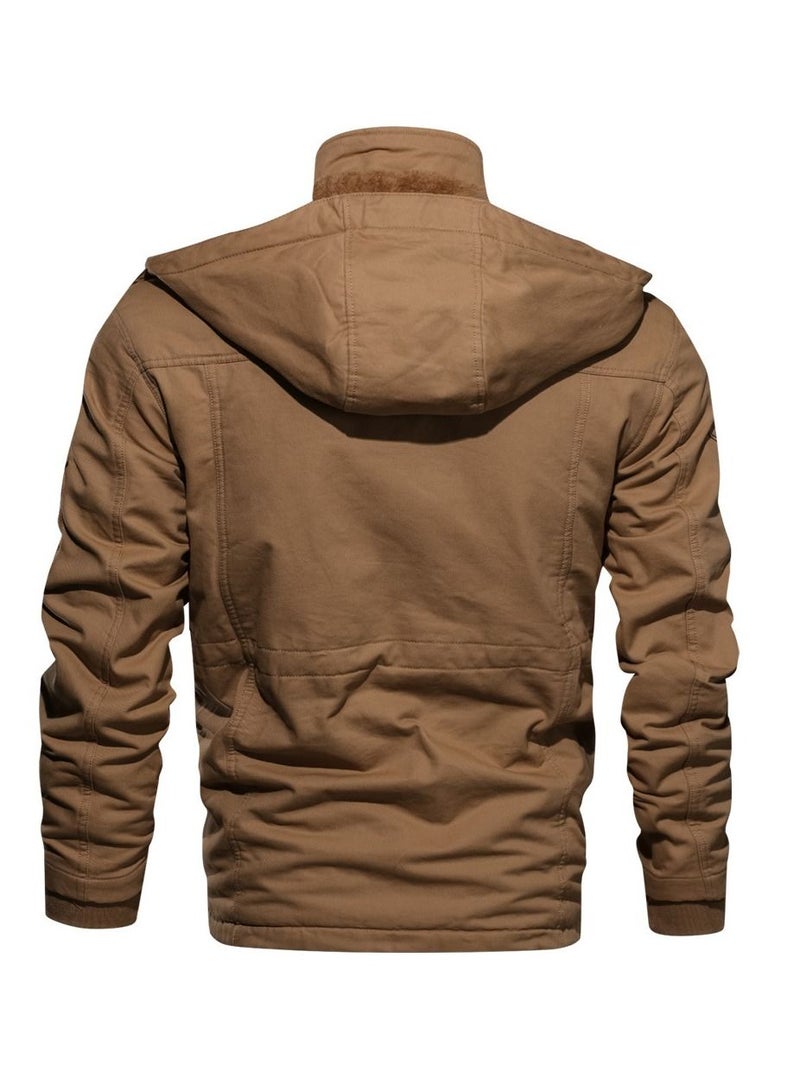 Loquat Men's Thick Embroidered Cotton Hooded Jacket - Image 2