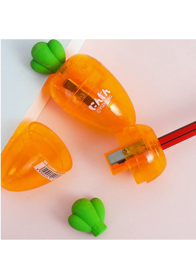 Generic Adorable Carrot-Shaped Manual Pencil Sharpeners for Kids, 4 Pack, Perfect for Standard and Jumbo Pencils, Fun Cartoon Design for School Supplies  - Image 3