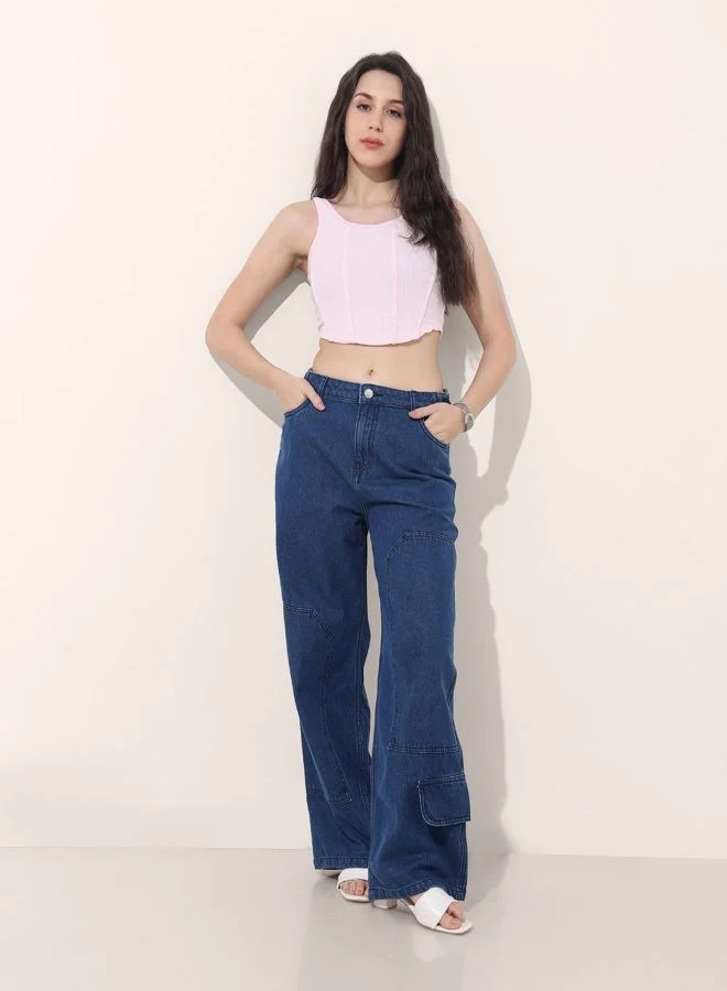 مرفوعة Women Relaxed Fit Solid High Rise Jeans