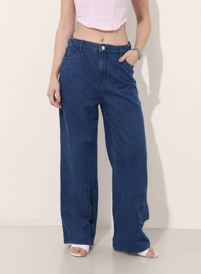 مرفوعة Women Relaxed Fit Solid High Rise Jeans