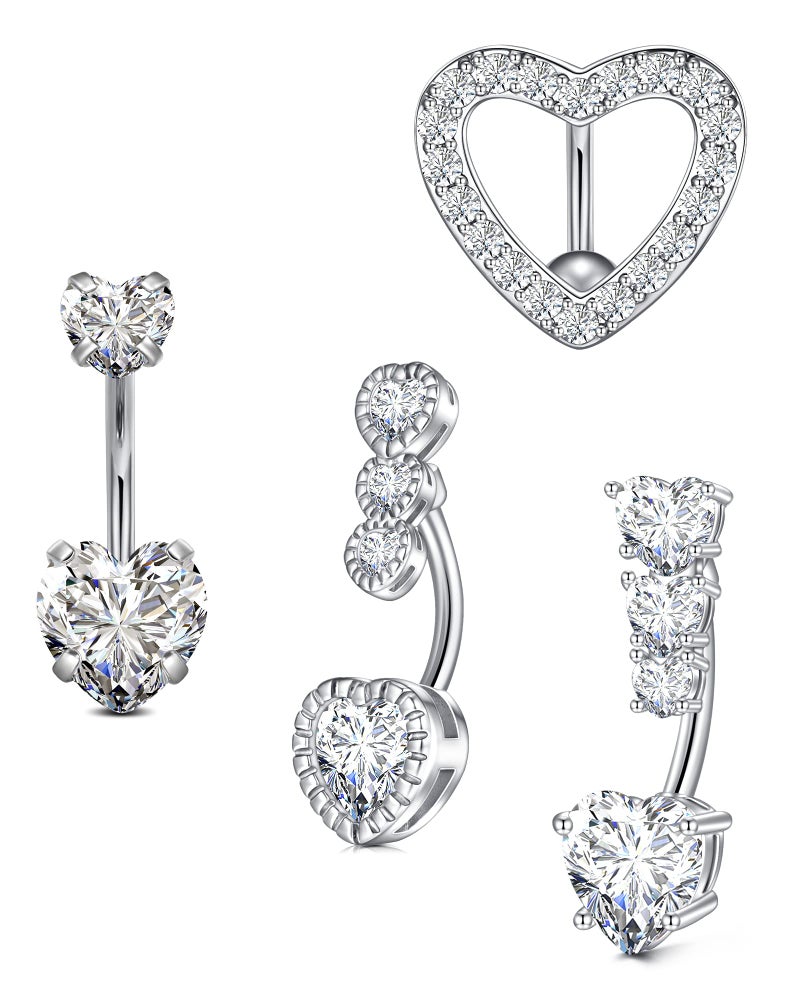 Longita belly button rings surgical steel belly brings for Women Heart Belly Piercing Jewelry - Image 1