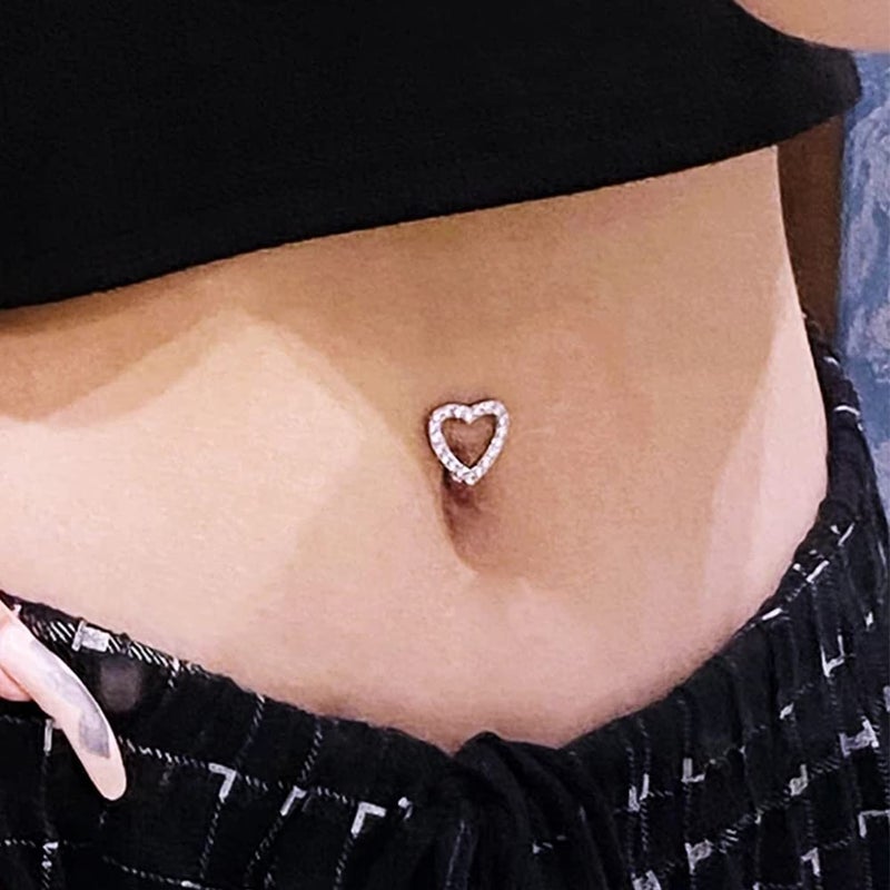 Longita belly button rings surgical steel belly brings for Women Heart Belly Piercing Jewelry - Image 3