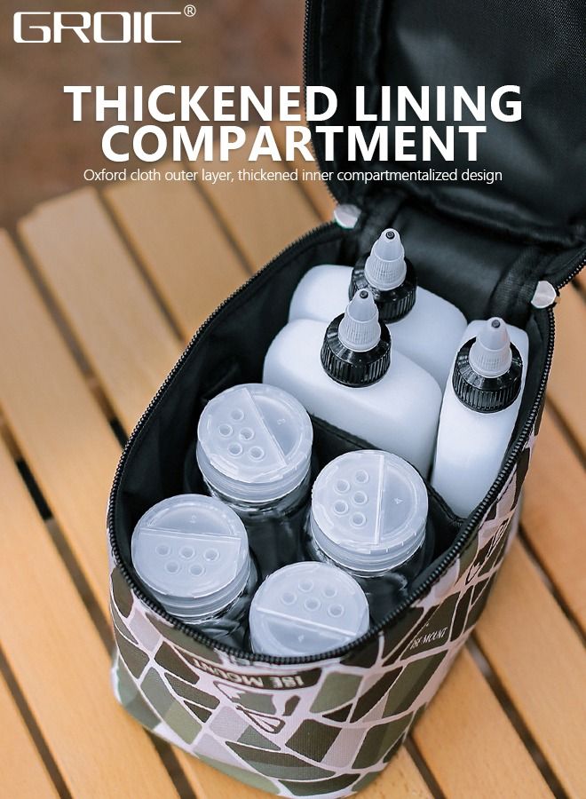 GROIC 10 Pcs Camping Portable Spice Set with Spice Containers Pepper & Salt Spice Shakers, Separable Storage Bag for Outdoor Travel Camping BBQ Picnic, Portable Spice Bag with Spice Jars Sets - Image 4