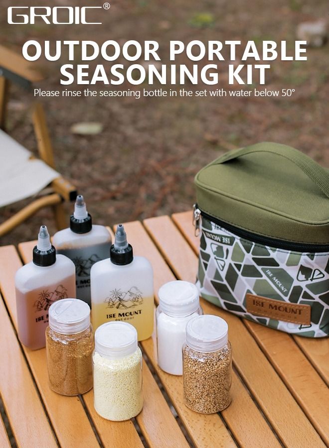 GROIC 10 Pcs Camping Portable Spice Set with Spice Containers Pepper & Salt Spice Shakers, Separable Storage Bag for Outdoor Travel Camping BBQ Picnic, Portable Spice Bag with Spice Jars Sets - Image 2