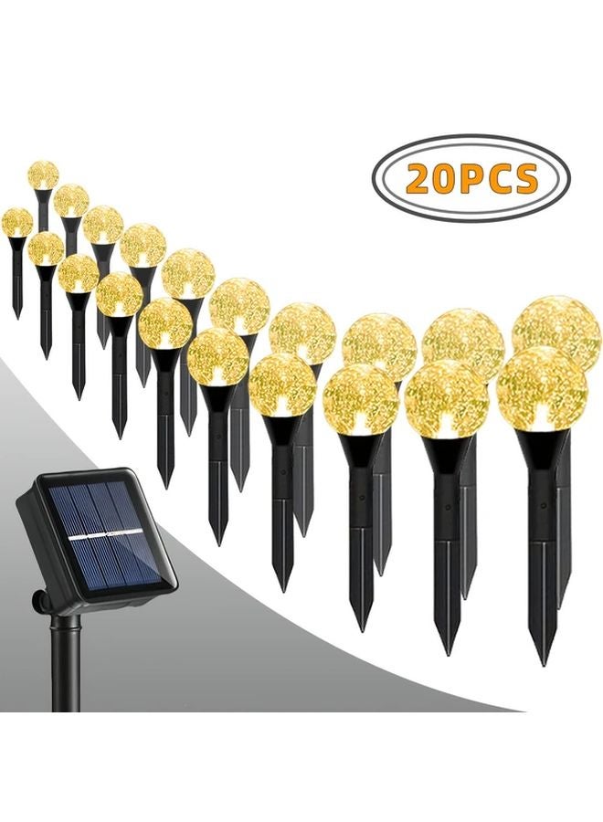 20 قطعة من مصابيح الحديقة الشمسية الكريستالية، ضوء دافئ، 8 أوضاع، تشغيل وإيقاف تلقائي، ديكور خارجي - Image 2