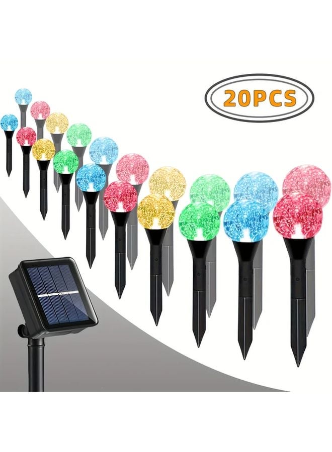 20 قطعة من مصابيح الحديقة الشمسية الكريستالية، ضوء دافئ، 8 أوضاع، تشغيل وإيقاف تلقائي، ديكور خارجي - Image 3