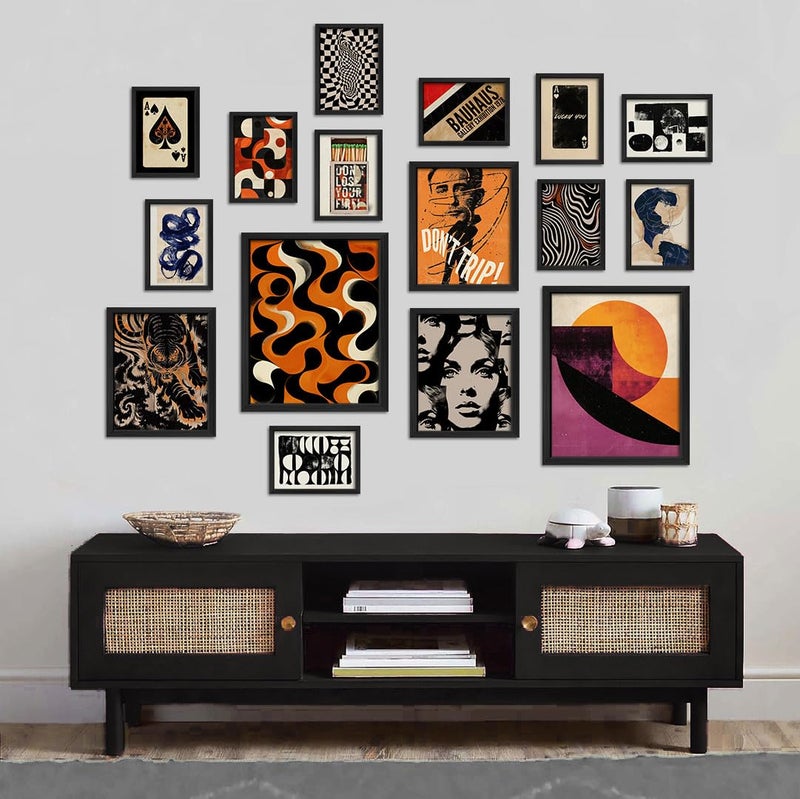 ANERZA 16 PCS Retro 70s Wall Art Decor, Eclectic Vintage Gallery Wall Prints for Bedroom, Abstract Minimalist Posters for Living Room Aesthetic, Collage Kit Pictures, 60s 80s 90s Dorm Home Decor - Image 5